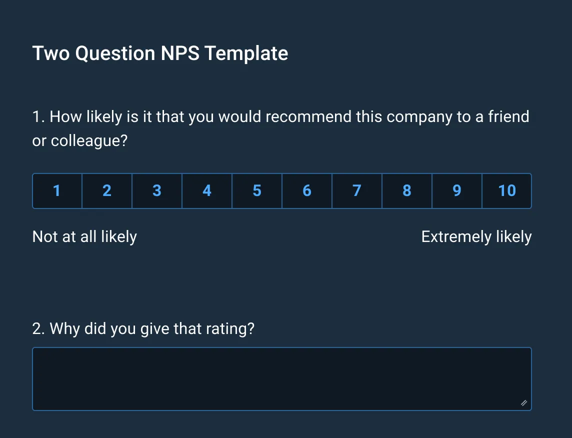 Example of an NPS survey template